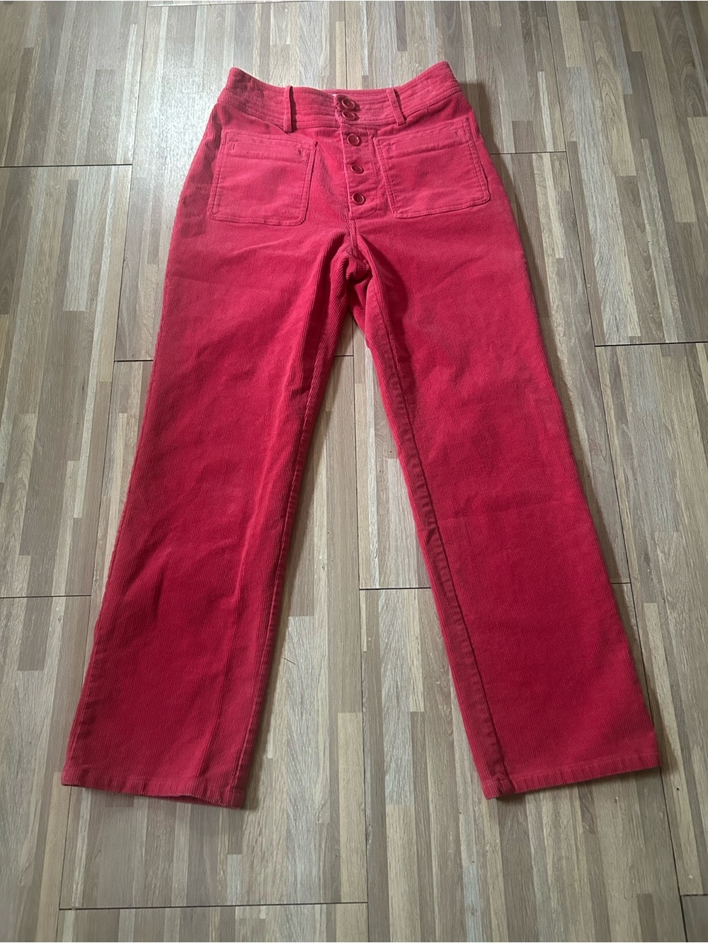 Apiece Apart Marston High-Waist Straight Pink Corduroy Button-Front Pants Size 2 - Picture 2 of 9
